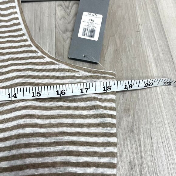 Eileen Fisher Dress Women’s M Tan & White Striped Linen Jersey Racerback Tank Mi - Picture 9 of 10